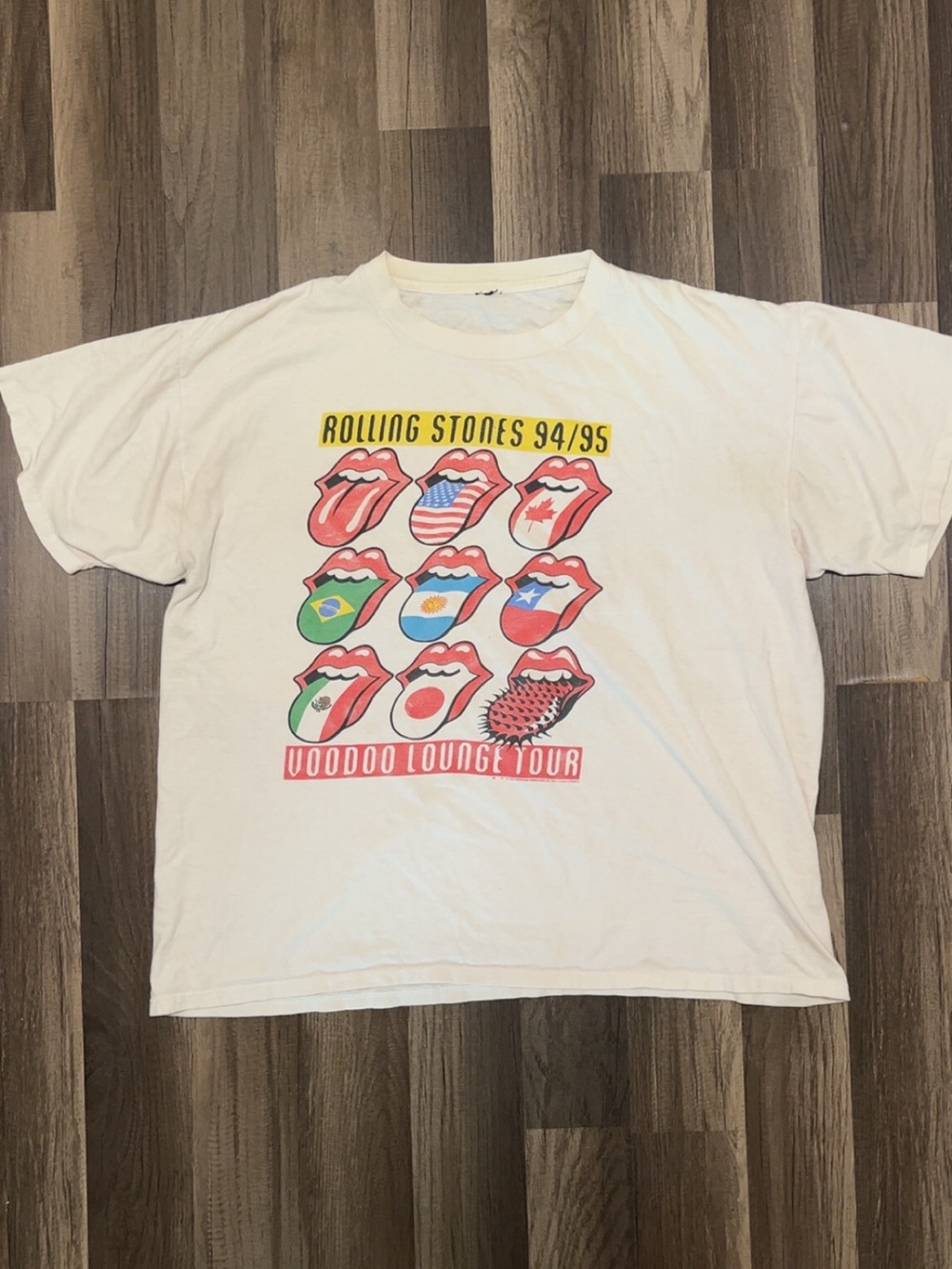 Vintage 1994-1995 ROLLING STONES Voodoo Lounge Tour Mens White XL band Shirt